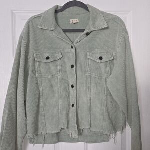 POL Corduroy Jean Jacket - Light Green